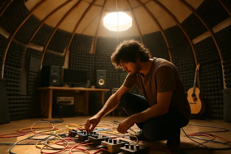 Audio engineer adjusting reverb and delay sends on a digital mixing desk