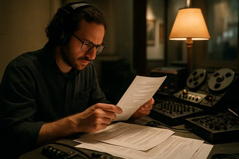 Audio editor showing original recordings and notes for rights-conscious production